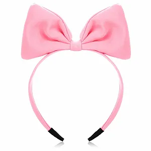 Обруч для волосся WLLHYF з чорним бантом для жінок та дівчат, рожевий - Фото 1