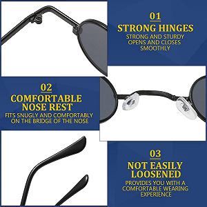 Сонцезахисні Окуляри FERCAISH Ретро Круглі Маленькі Steampunk Вінтажні Хіпі Чорні synthetic.ua - Фото 1