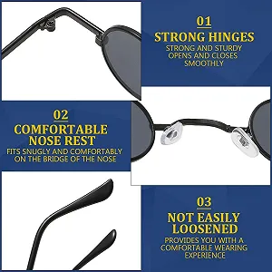 Солнцезащитные Очки FERCAISH Ретро Круглые Маленькие Steampunk Винтажные Хиппи Черные synthetic.ua - Фото 1