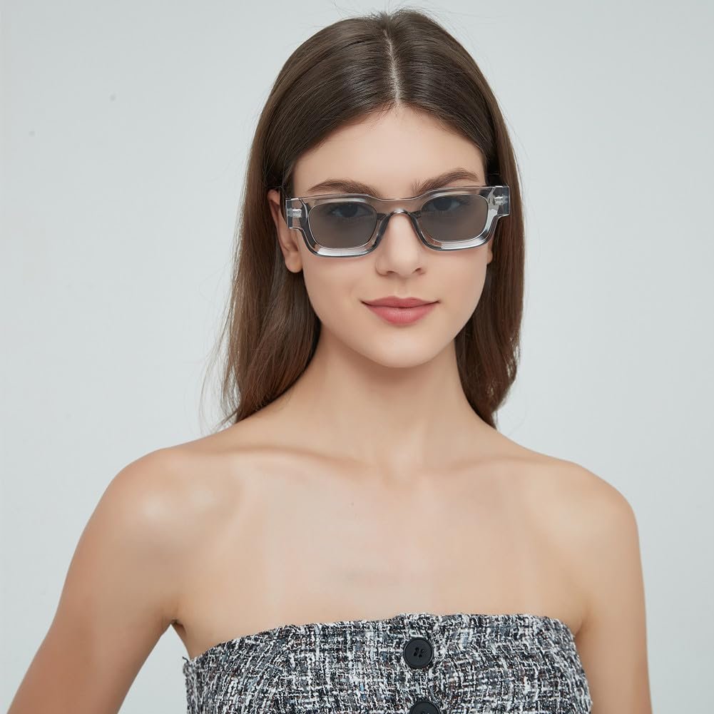 Прямокутні поляризовані сонцезахисні окуляри WDZAYXC Ретро Квадратна оправа для чоловіків і жінок UV 400 захист, фото №4