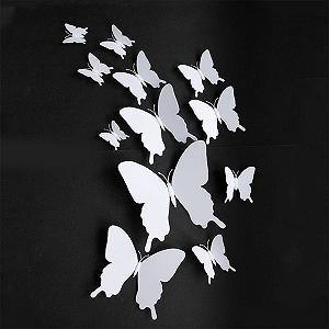 3D наклейки на стену Бабочки Набор 24 шт Белый synthetic.ua - Фото 1