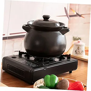 Каструля-жаровня керамічна з кришкою жаростійка чорна для газових плит synthetic.ua - Фото 1