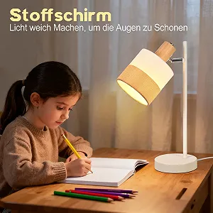 Настільна лампа CBJKTX E14 ретро дерево текстиль (без лампочки) synthetic.ua - Фото 1