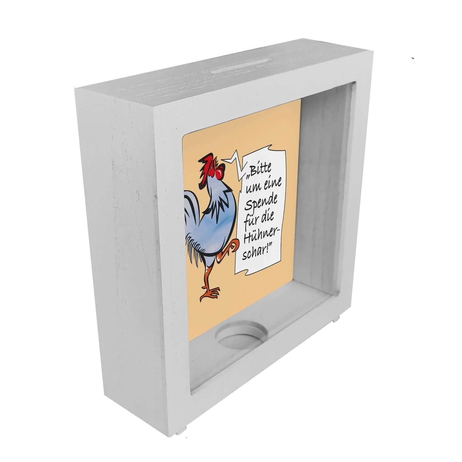 Скарбничка дерев'яна Півень синій з написом, фото №2