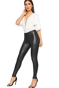 Леггинсы WearAll Женские Jeggings с эластичной вставкой на высокой талии, ПВХ, эффект мокрой кожи - 36-42 synthetic.ua - Фото 1