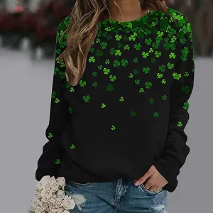 Свитшот Lemoiitea Женский Повседневный С принтом клевера synthetic.ua - Фото 1