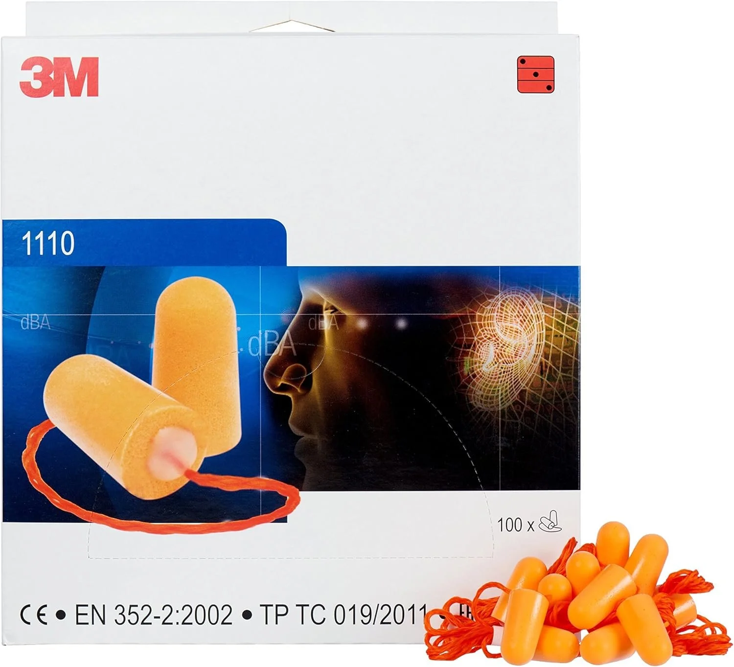Одноразові беруші 3M 1110 зі шнурком / 100 пар / Помаранчеві, фото №2 Одноразові беруші 3M 1110 зі шнурком / 100 пар / Помаранчеві, фото №2