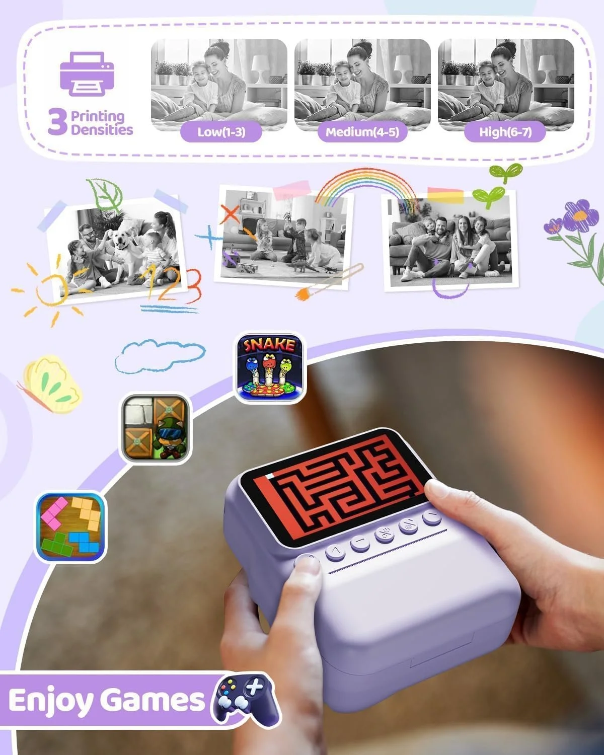 Камера миттєвого друку Tiatua / 48Mп / Full HD відео / Фіолетова, фото №3 Камера миттєвого друку Tiatua / 48Mп / Full HD відео / Фіолетова, фото №3