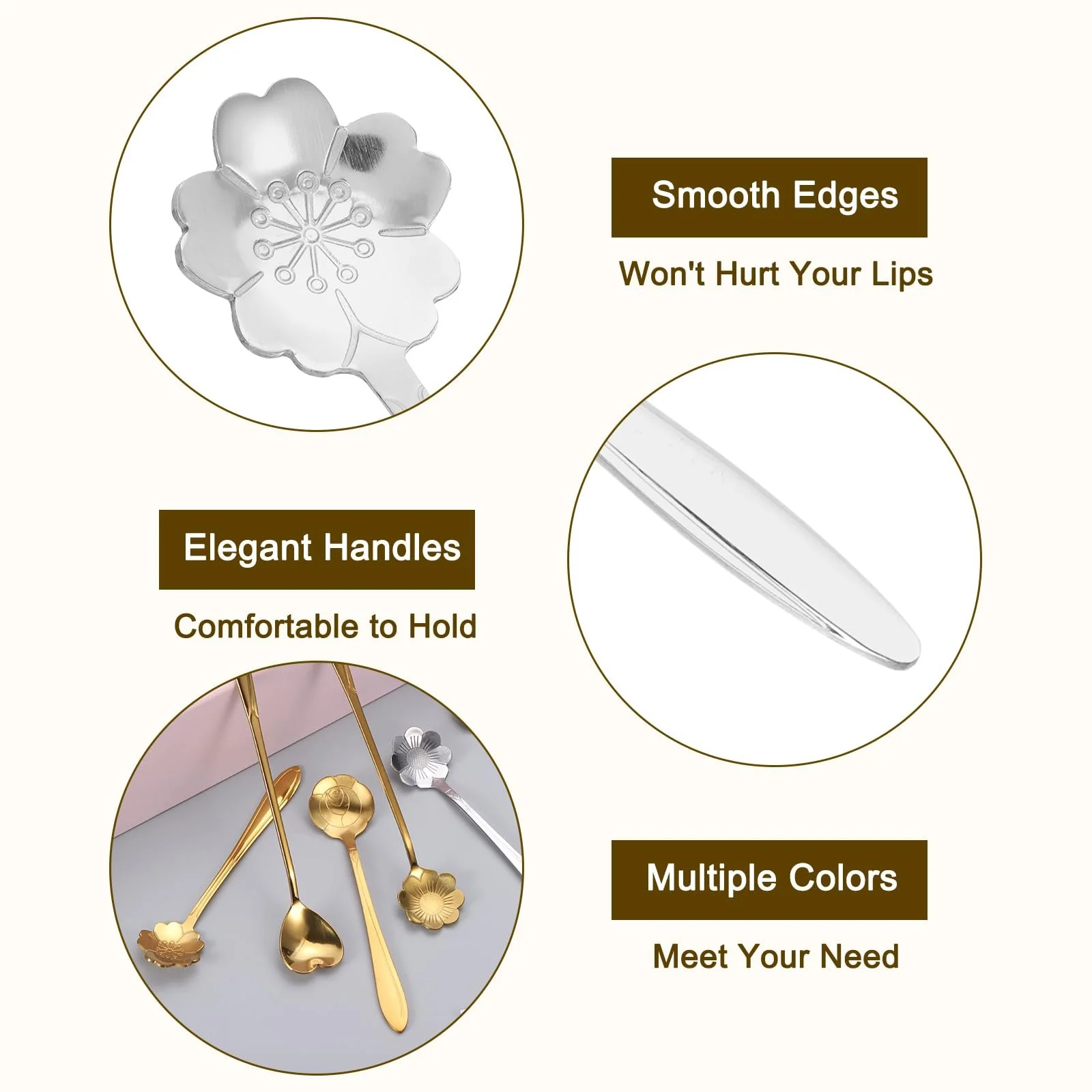 Ложка QUARKZMAN Набір з 4 ложок з нержавіючої сталі Квітка 18 см срібна, фото №3 Ложка QUARKZMAN Набір з 4 ложок з нержавіючої сталі Квітка 18 см срібна, фото №3