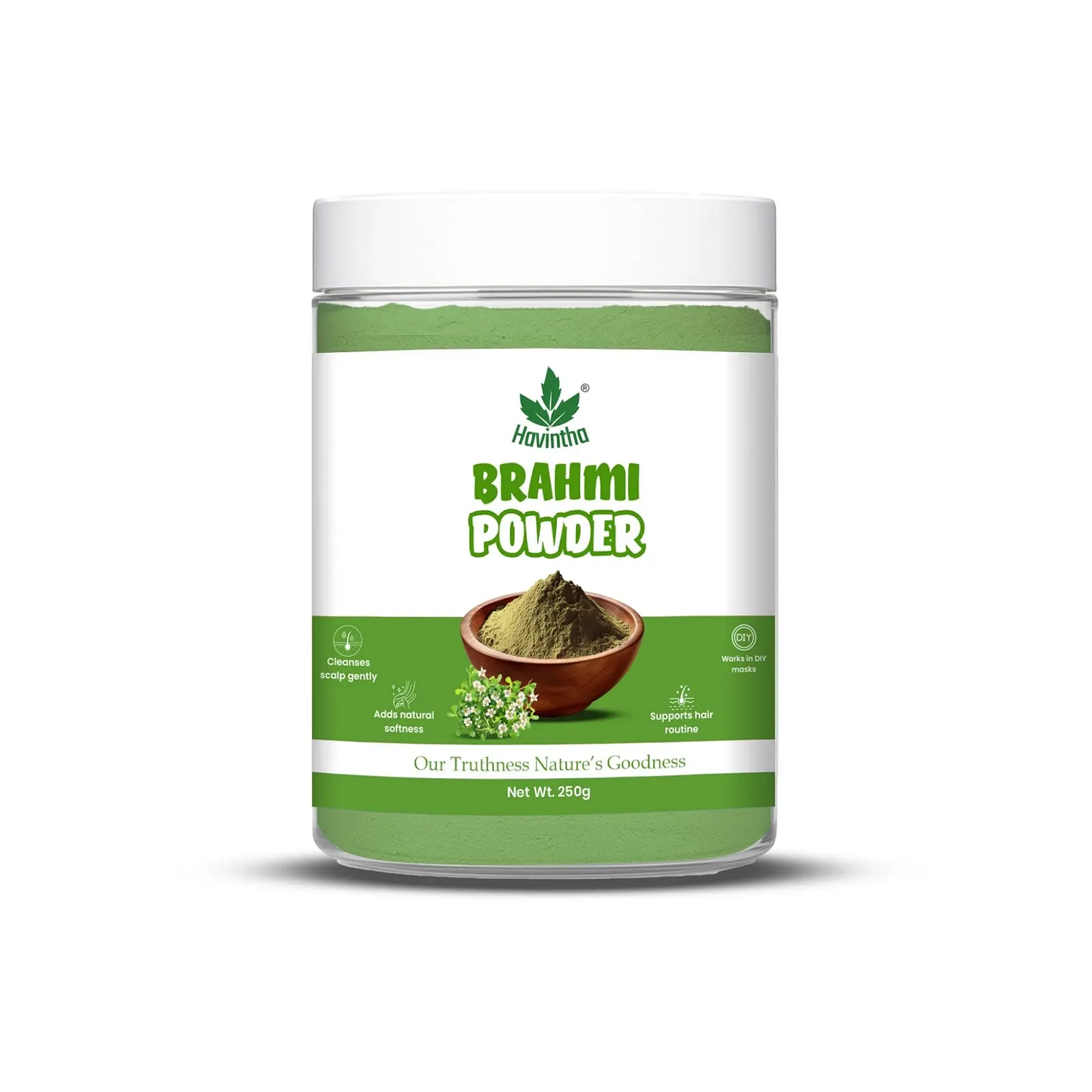 Порошок Брахмі Havintha Natural для росту волосся та лікування шкіри голови, 226.8 г, фото №1