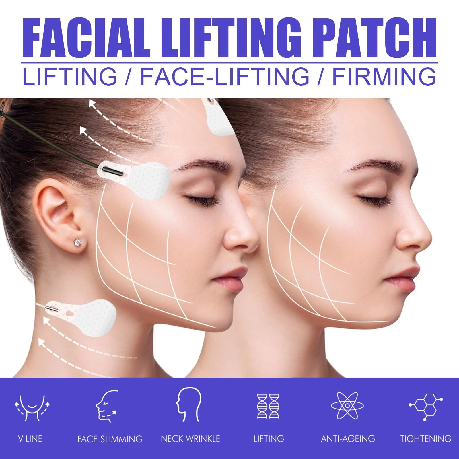 Пластирі для підтяжки обличчя Extra Strong, 2 x 60 прозорих штук, фото №7