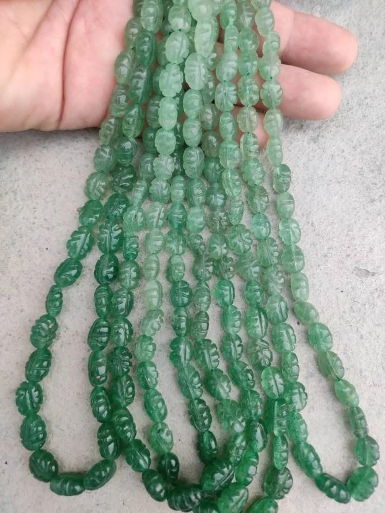 Намистини Натуральний Зелений Полуничний Кавун Гладкі 7 x 9 - 7.5 x 10 мм, нитка довжиною 40 см для намиста, браслета, фото №5