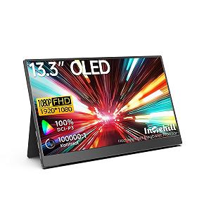 Монітор Intehill F13NA Переносний OLED 13.3 дюйма FHD Екран Час відгуку 1мс Яскраві кольори 10біт 100% DCI-P3 для ноутбука/Mac/PS3/4/5/Samsung Dex - Фото 1