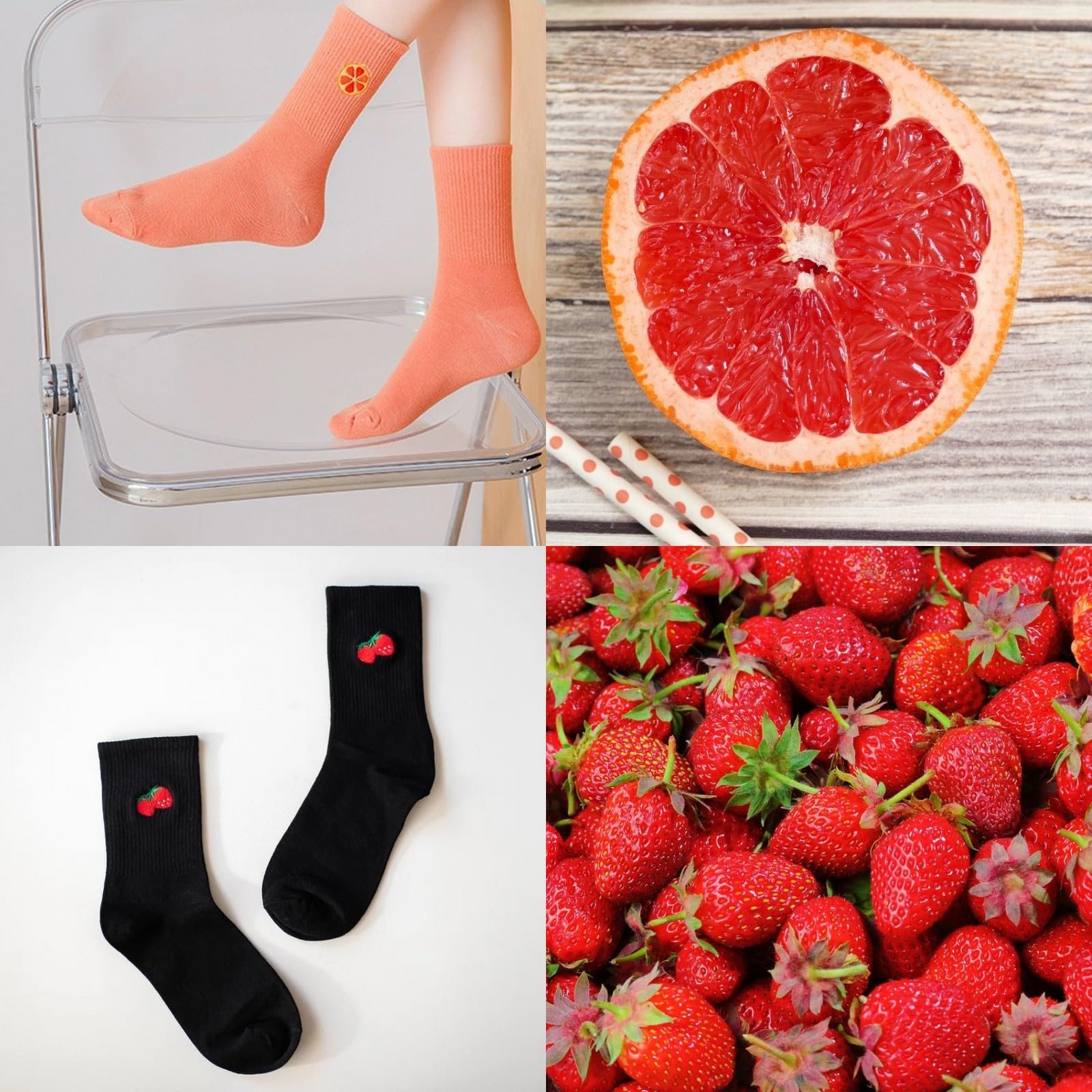 Шкарпетки Fruit Милі шкарпетки для жінок Бавовняні вишиті шкарпетки з бананом, авокадо, полуницею 4-6 пари, фото №3