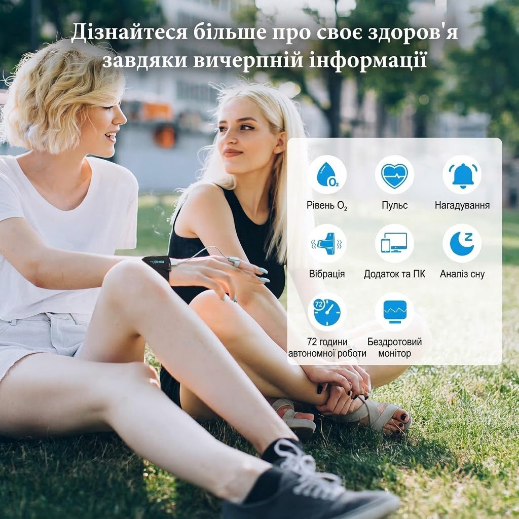 Портативний монітор сну та пульсоксиметр Viatom Checkme O2 Чорний, фото №5 Портативний монітор сну та пульсоксиметр Viatom Checkme O2 Чорний, фото №5