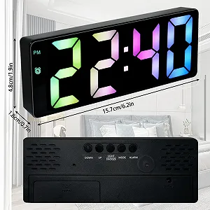 Цифровой Будильник с LED экраном, Цветной, Настольный, USB/Батарейках, Отображение Температуры, Регулируемая Яркость, Голосовое Управление, 12/24 Часовой Формат для Дома synthetic.ua - Фото 1
