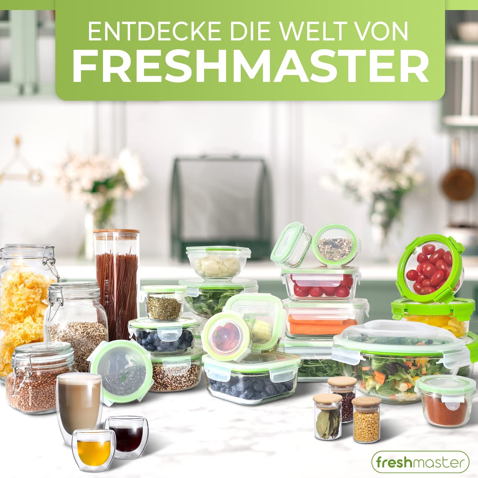 Набір скляних контейнерів для зберігання продуктів Fresh Master герметичні, фото №6