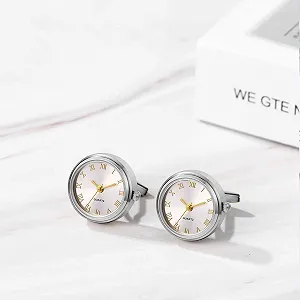 Мужские часы с запонками JewelryWe Карманные часы: Аналоговые кварцевые часы-запонка Круглый циферблат с римскими цифрами Часы-запонка Золотой/серебряный подарок для мужчин synthetic.ua - Фото 1