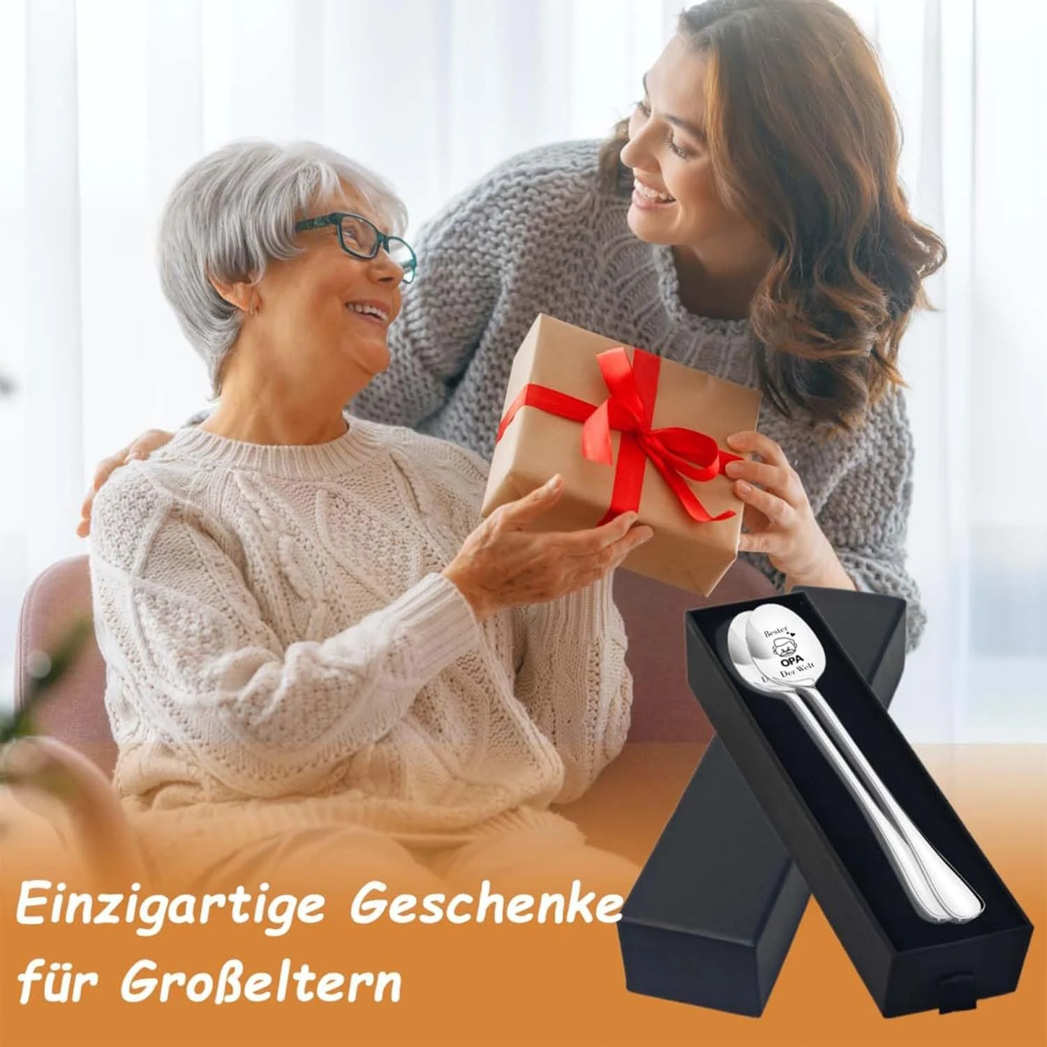 Ложка Кофейная, набор 2 шт с гравировкой для бабушки и дедушки, подарок на Пасху, 198 x 31 см, фото №7