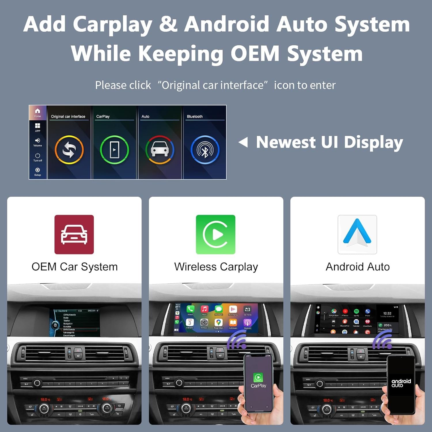 Штатна автомагнітола Road Top для BMW 5 Series F10/F11 2010-2011 Year with CIC System / 10.25" / Сенсорна / Linux / Apple CarPlay / Android Auto / Bluetooth / GPS / USB / AUX, фото №6