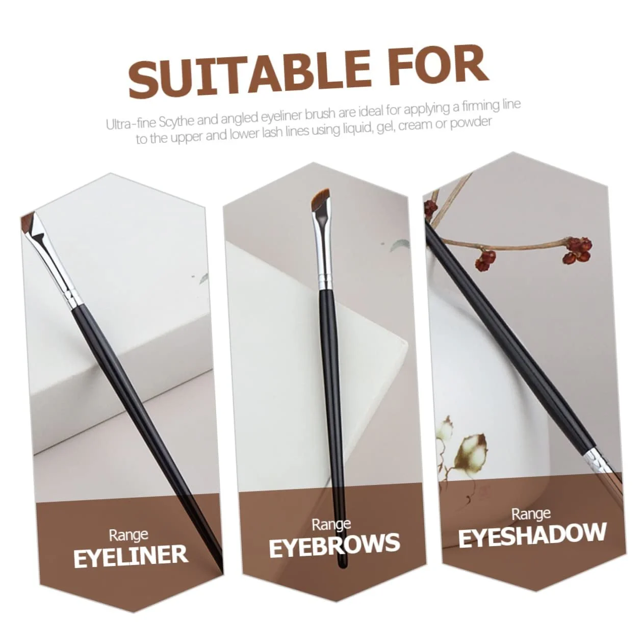 Інструмент для макіяжу Пензлі для брів Кутовий Пензлі для підводки Плоский Пензлі-консилер Пензлі для макіяжу очей Штучне волокно Плоский Пензлі для підводки Пензлі для макіяжу для жінок, фото №4