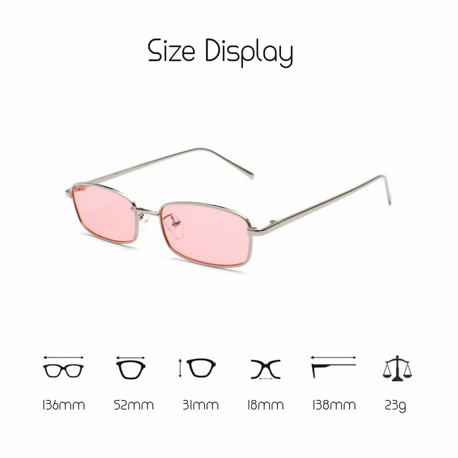 Солнцезащитные очки Retro Rectangular ESALIA Металлическая оправа Цветные прозрачные линзы для мужчин и женщин, фото №5