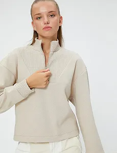 Жіноча Толстовка Koton Relax Fit з високою горловиною на блискавці synthetic.ua - Фото 1