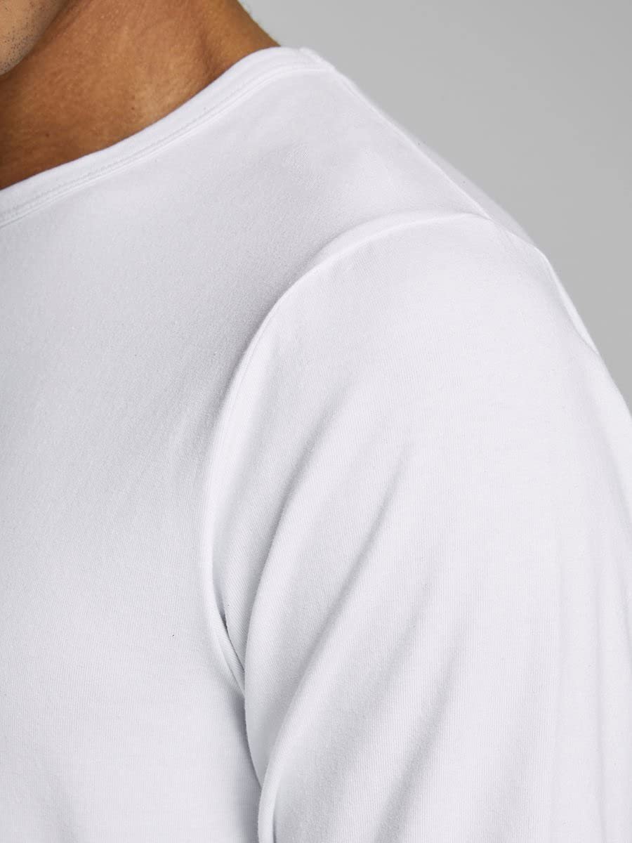 Чоловіча футболка з довгим рукавом Jack & Jones Basic, з круглим вирізом, 4 шт. в упаковці (біла, чорна, синя, сіра), фото №9