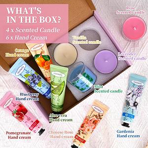 Крем для рук Набір Ароматизовані свічки Подарунки для жінок, 6 кремів для рук i 4 ароматизовані свічки synthetic.ua - Фото 1