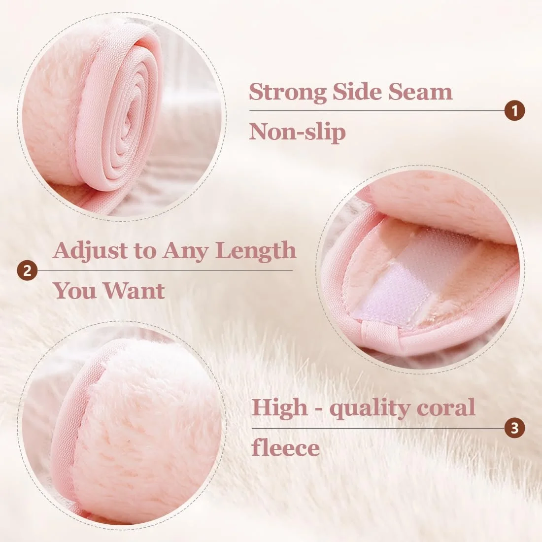 Набір з 3 регульованих косметичних пов'язок для волосся з застібкою, фото №3