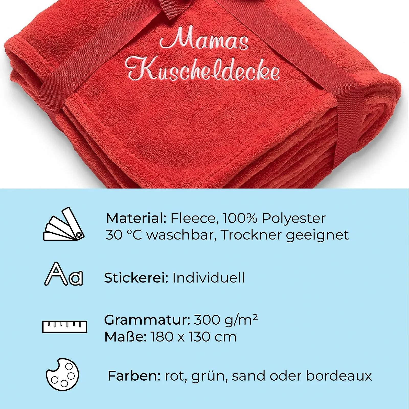 Плед Diamandi М'який з вишивкою імені 180 x 130 см Зелений, фото №2