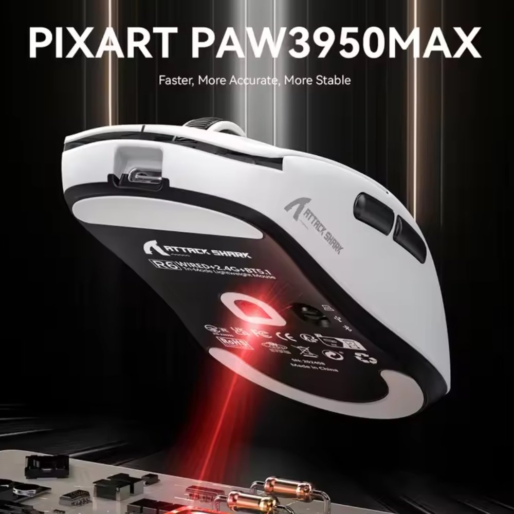 Игровая мышка Attack Shark R6 White PAW3950MAX 42K DPI 8000Гц 750IPS 50G, фото №4 Игровая мышка Attack Shark R6 White PAW3950MAX 42K DPI 8000Гц 750IPS 50G, фото №4