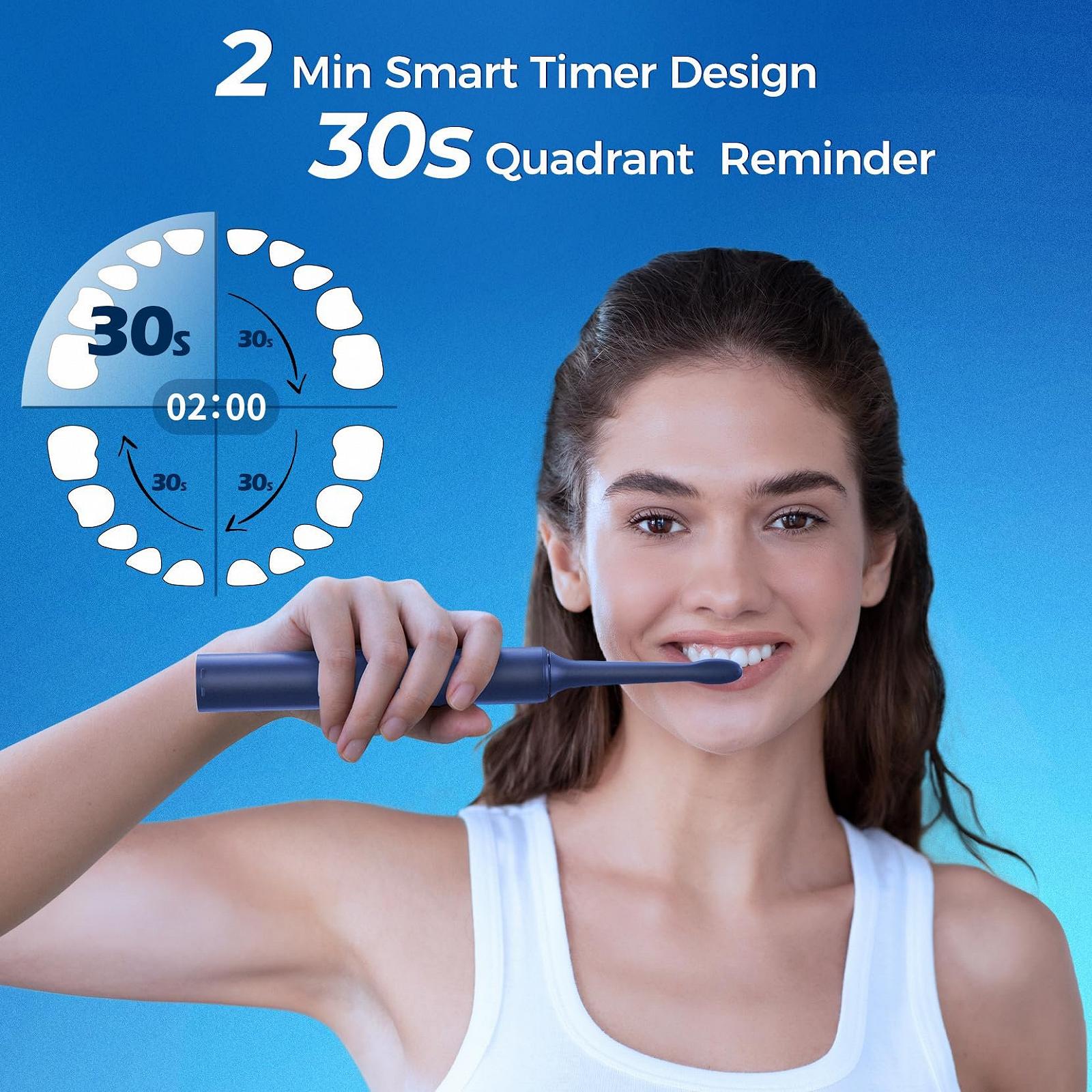 Електрична зубна щітка Синя 5 режимів 40000 VPM, фото №7