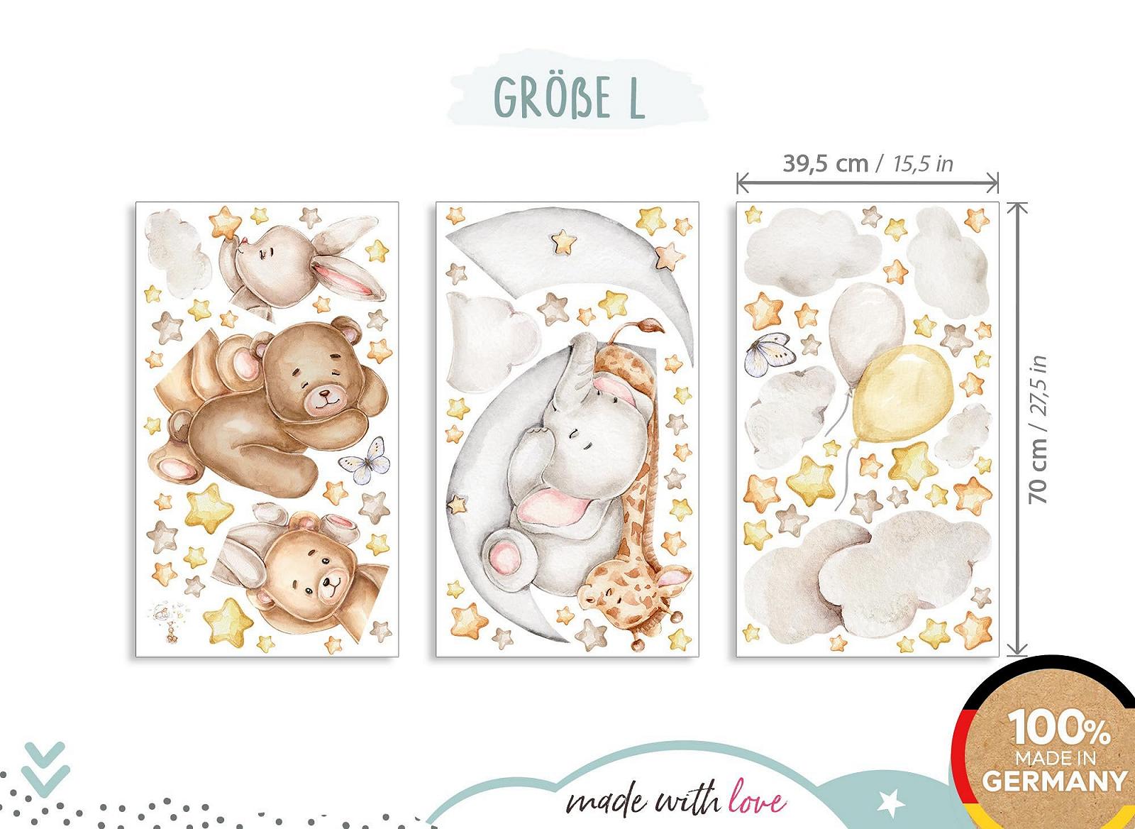 Наклейка на стену Little Deco DL5118-03 Moon Animals Elephant Rabbit Boho, фото №4