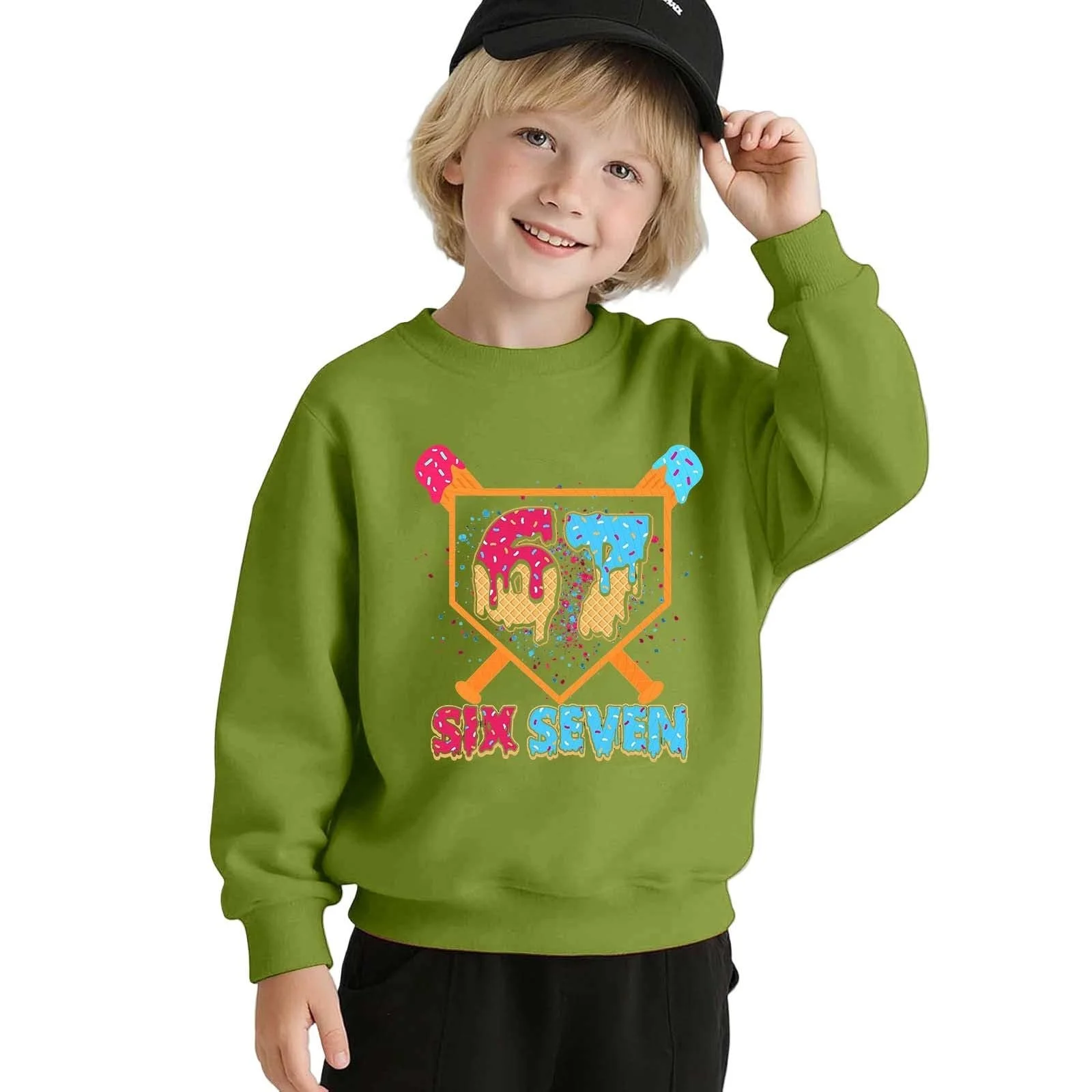 Детская толстовка для мальчиков и девочек, повседневный пуловер, модная толстовка с круглым вырезом, уютный пуловер с принтом 67, толстовка с длинными рукавами, худи, фото №4