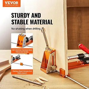 Професійний кондуктор для косих отворів VEVOR XRS040 / 9.5 мм діаметр свердла / Регульована глибина 12.7-38.1 мм / Алюмінієвий сплав / Чорний-Помаранчевий synthetic.ua - Фото 1