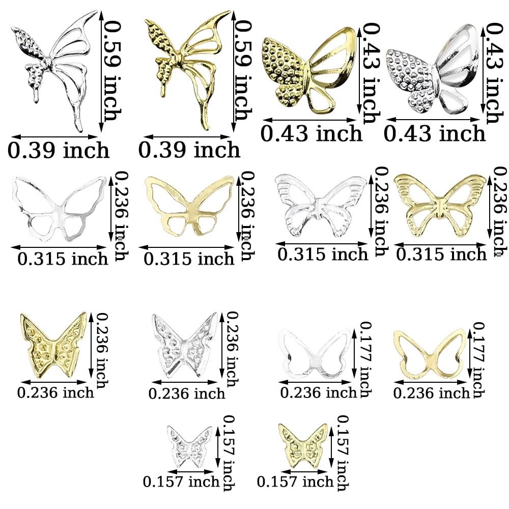 Метелики, мікс розмірів та форм, 140 шт, золото, срібло, фото №2