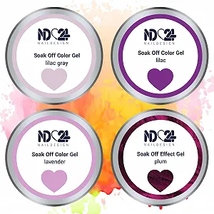 Гель-лак ND24 Premium Bundle Violet Sky: база Rubber, топ и жидкость для снятия - фиолетовая коллекция, 4 x 10 г synthetic.ua - Фото 1