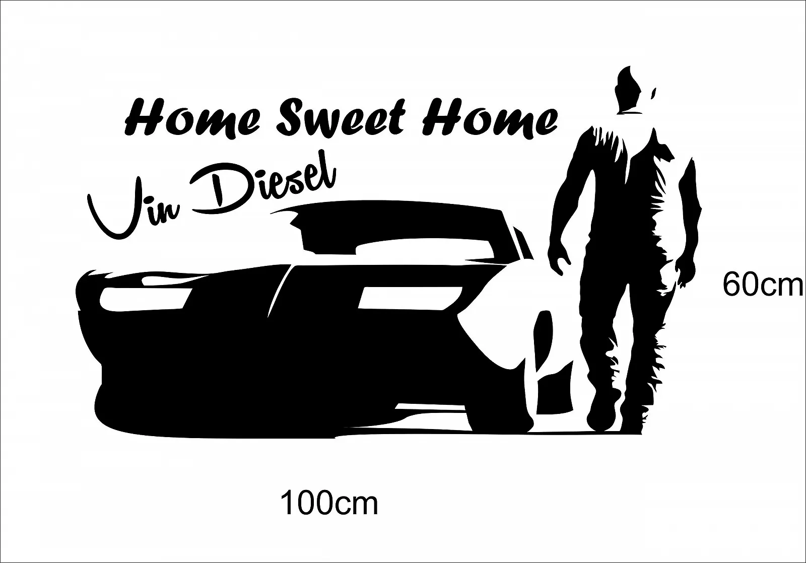 Наклейка на стіну Saphir Design Vin Diesel Home Sweet Home 100 x 60 см Matt Black, фото №2