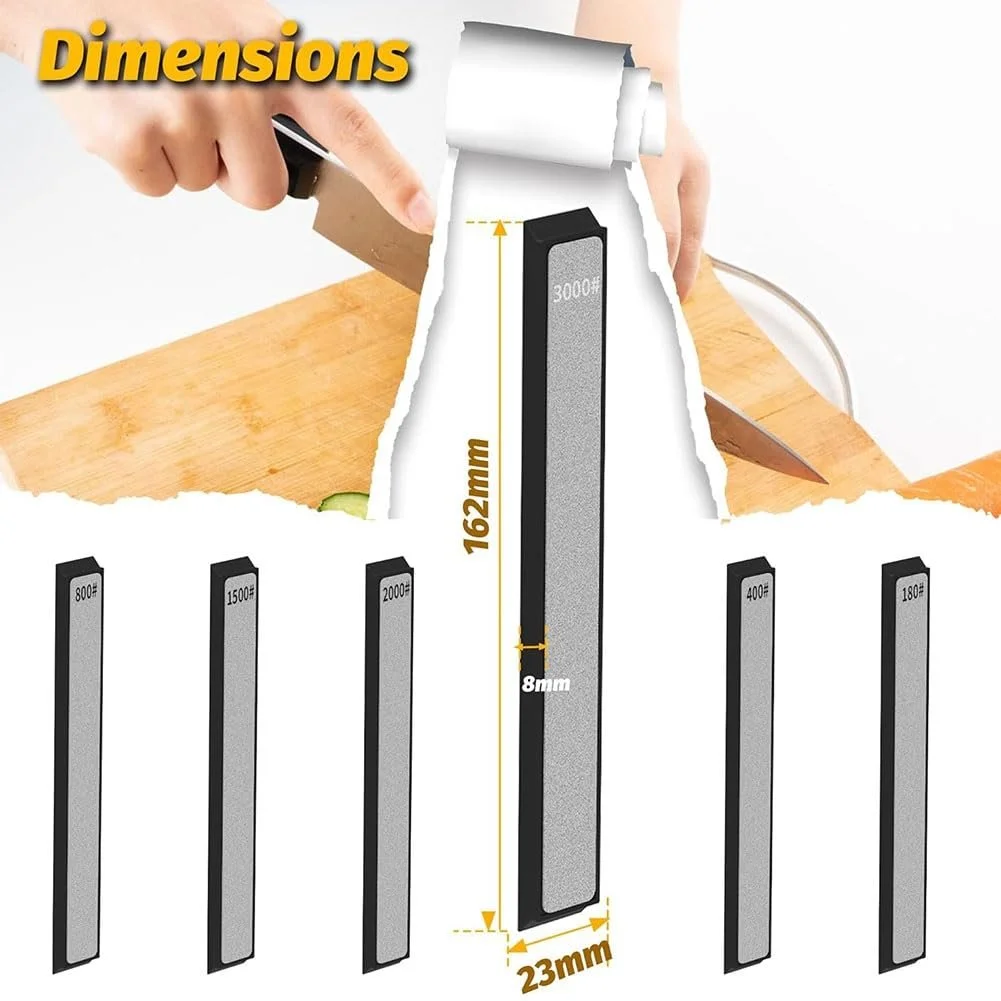 Набір алмазних каменів для заточування ножів 6 штук 180-3000 грит з основою 23 x 8 x 162 мм, фото №8