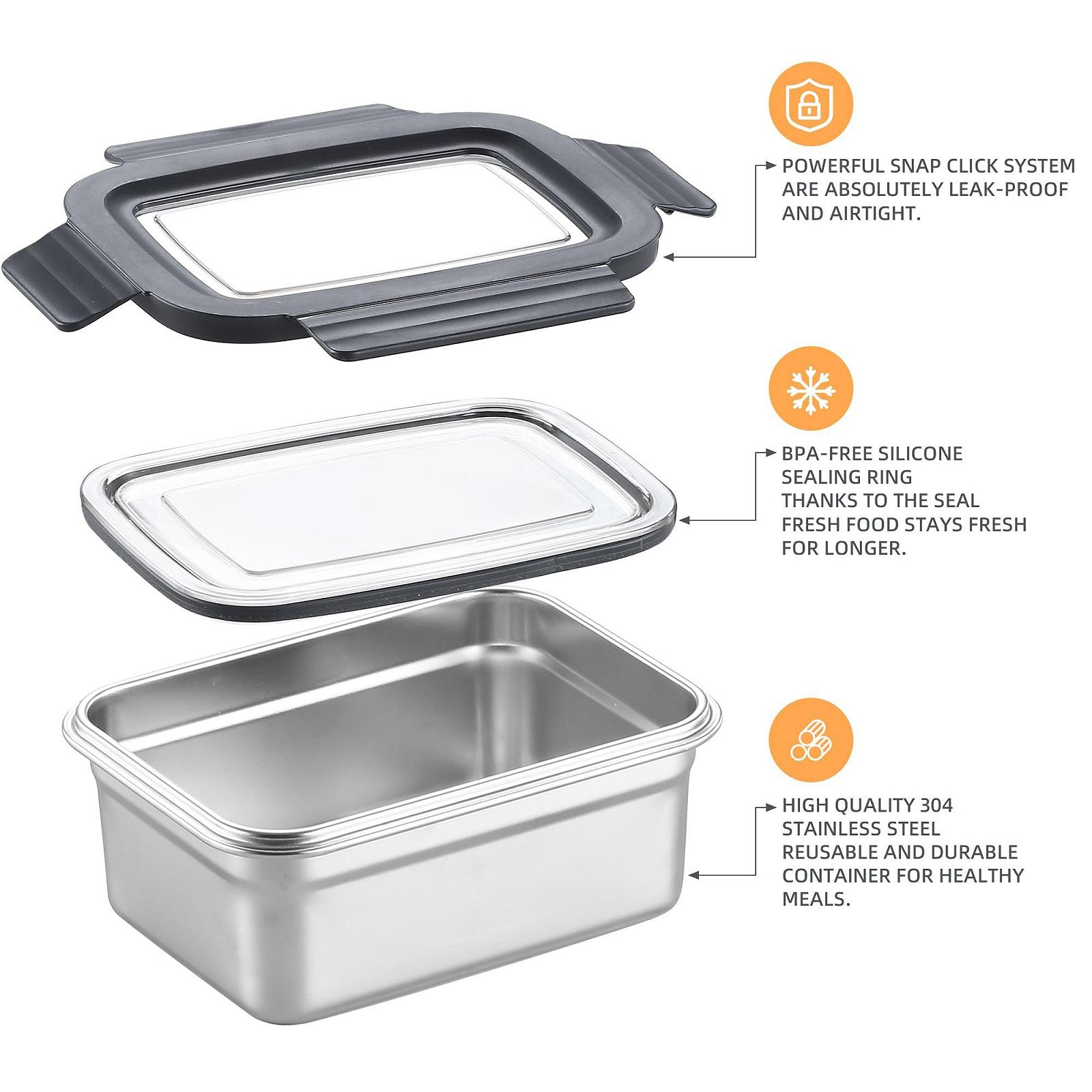 Контейнери для їжі Misichao Stainless Steel 3 шт 600 мл, фото №3 Контейнери для їжі Misichao Stainless Steel 3 шт 600 мл, фото №3