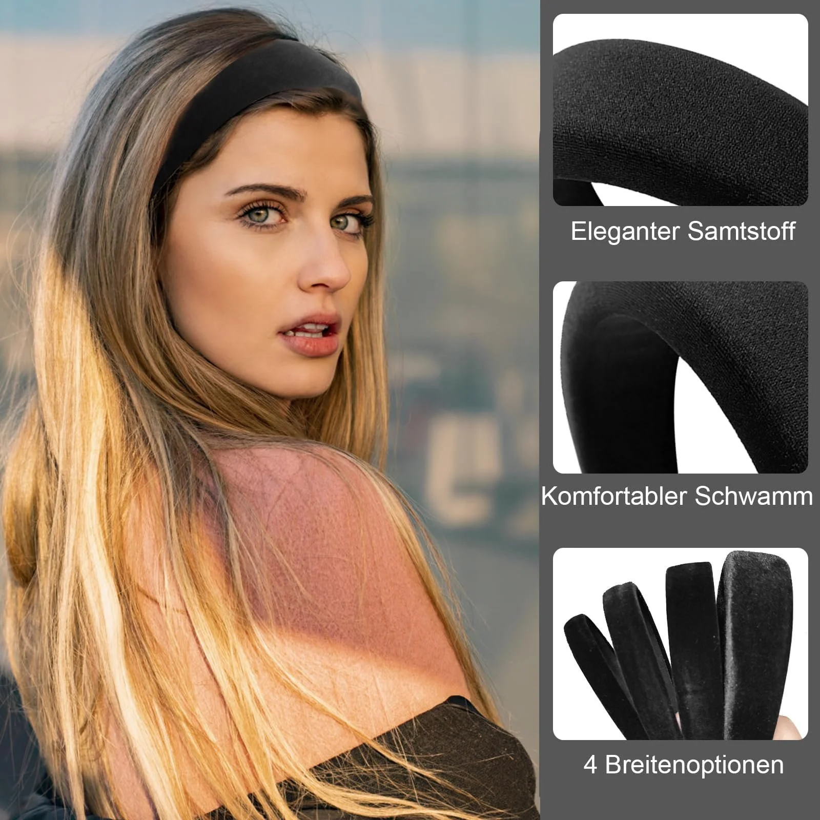 Обруч ZOCONE Оксамитовий Набір 4шт Різної ширини Чорний, фото №3 Обруч ZOCONE Оксамитовий Набір 4шт Різної ширини Чорний, фото №3