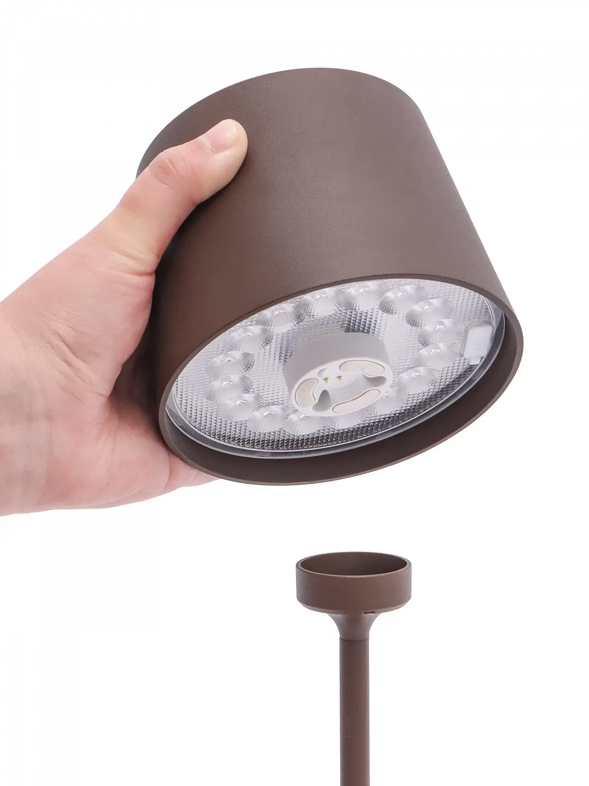 Настільна лампа METRO Professional CAURO LED, набір з 2 шт., алюміній/полікарбонат, діаметр 11.5 x 39 см, USB-з'єднання, сенсорне управління, з регулюванням яскравості, водонепроникна, коричнева, фото №5