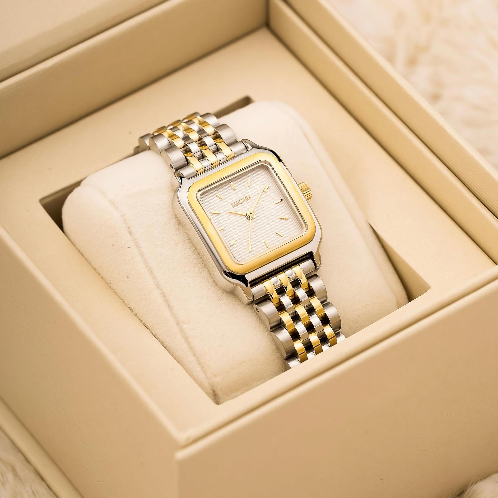 Часы BURKER Macy Женские Квадратные Часы Женский Браслет из звеньев Нержавеющая сталь Аналоговый Кварцевый 3 ATM Водонепроницаемые Золотой Серебряный, фото №6
