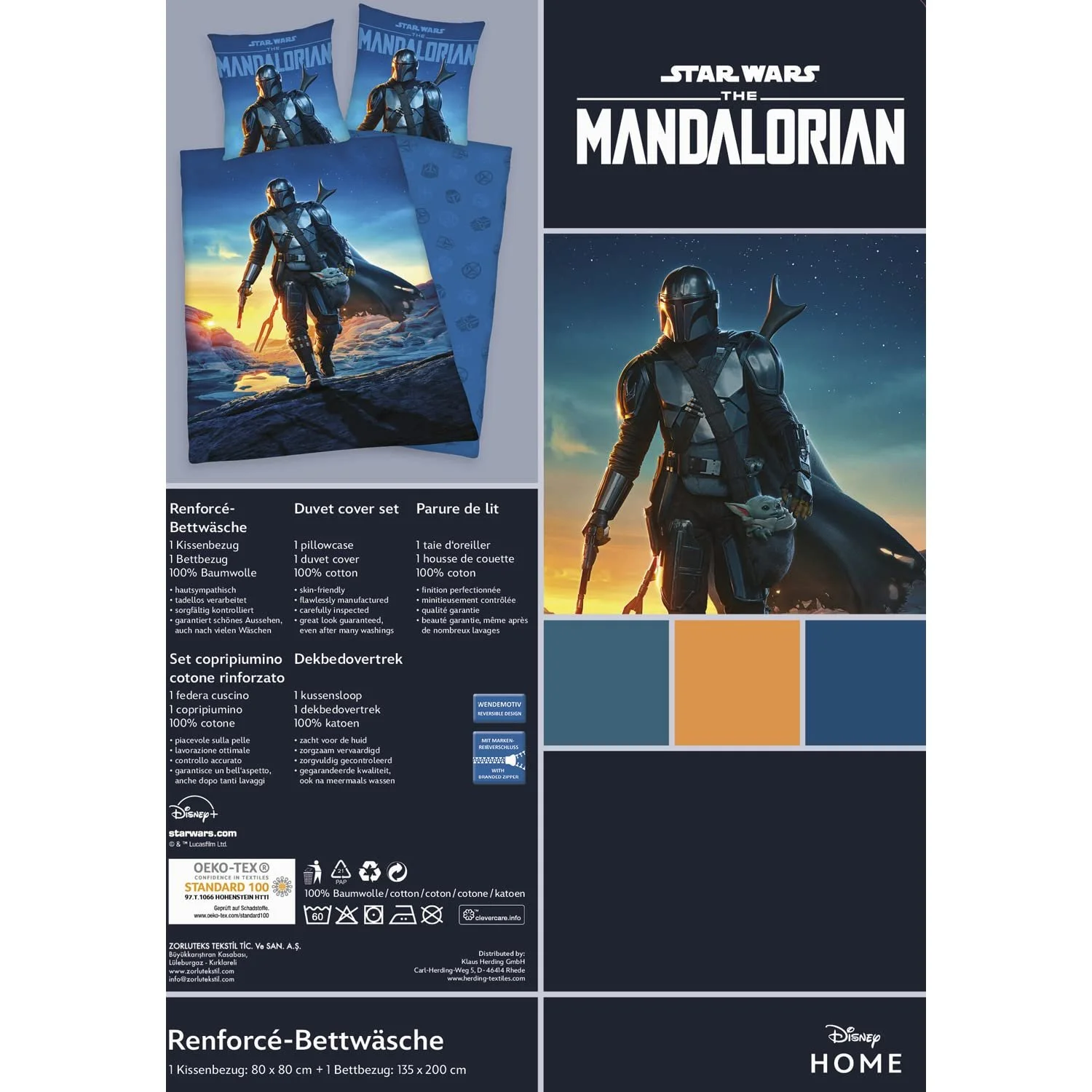 Комплект детского постельного белья Herding Star Wars The Mandalorian 135 x 200 см 100% хлопок/Renforcé Multicoloured, фото №5