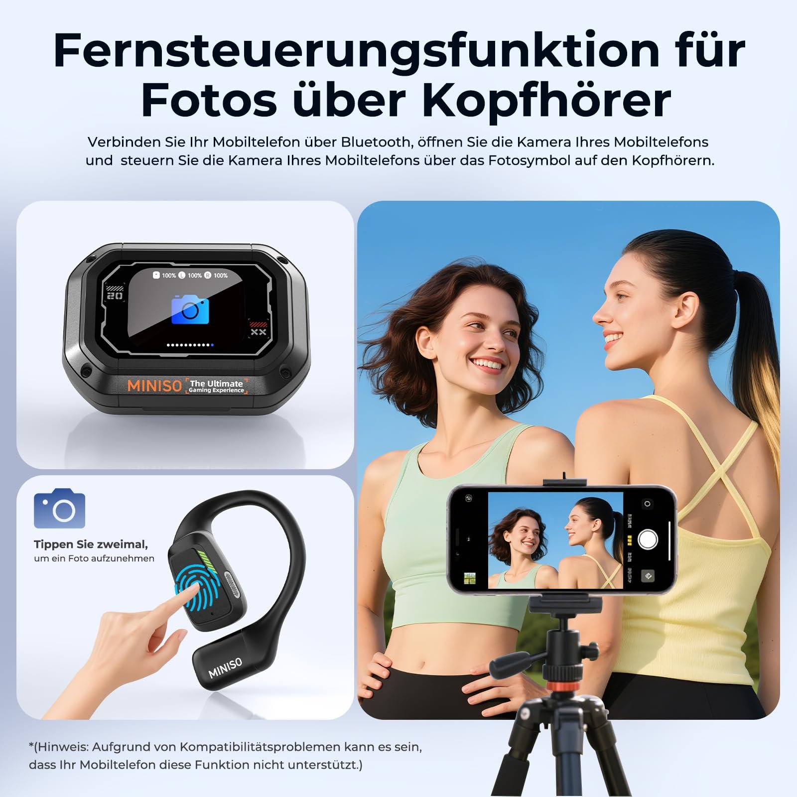 Наушники-переводчик MINISO M98 AI, 3-в-1 с приложением, 134 языка перевода, с сенсорным ЖК-экраном, с открытым ухом для обучения, путешествий, фото №6