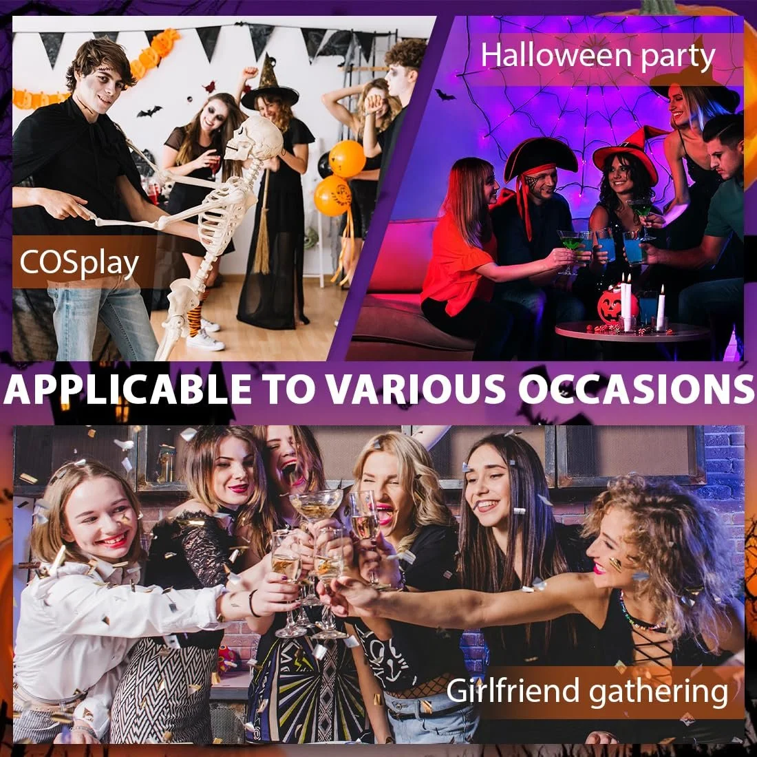 Женские гольфы Bat Pattern, 1 пара, шелковистые, из нейлона, оранжевые, фото №6