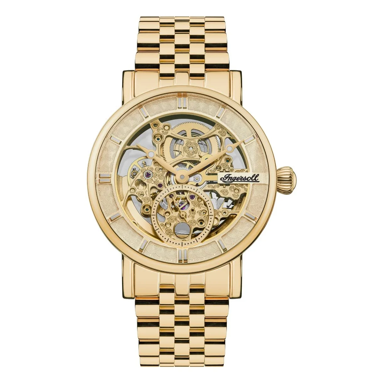 Мужские автоматические часы Ingersoll The Herald 40 мм со скелетовидным циферблатом и браслетом из нержавеющей стали, фото №1 Мужские автоматические часы Ingersoll The Herald 40 мм со скелетовидным циферблатом и браслетом из нержавеющей стали, фото №1