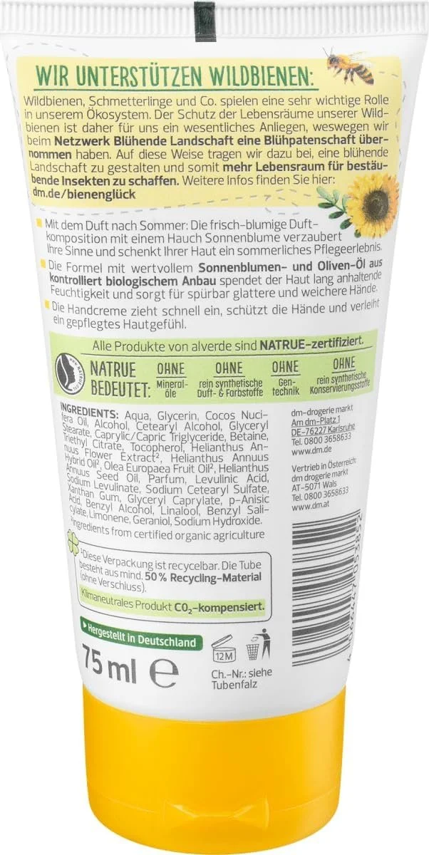 Набір для догляду за руками alverde Natural Cosmetics: Флюїд для рук Lemon Dream + Крем для рук Bee Happiness, 2 x 75 мл, фото №7 Набір для догляду за руками alverde Natural Cosmetics: Флюїд для рук Lemon Dream + Крем для рук Bee Happiness, 2 x 75 мл, фото №7