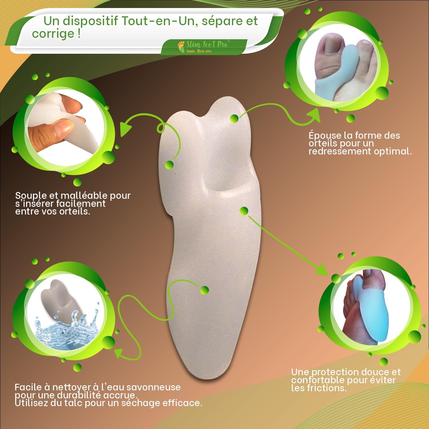 Роздільник для пальців ніг SLIM FEET PRO 2 пари Hallux Valgus для грубої шкіри та роздільники для пальців ніг знеболення, фото №2